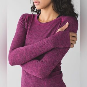 Lululemon Swiftly Tech Long Sleeve Crew in Heathered Jewelled Magenta Size 8